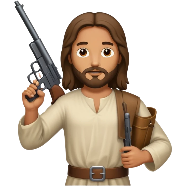 Jesus Christ with a gun emoji