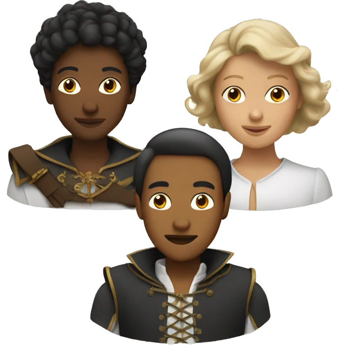 Three musketeers 2 black women 1 white male emoji