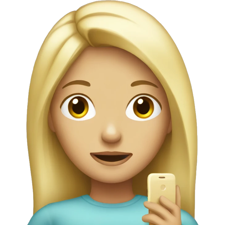 blonde girl with cellphone emoji