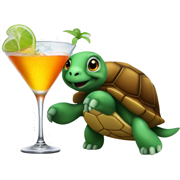 Turtle raising a cocktail emoji