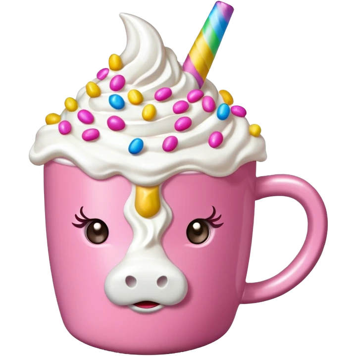 Make a pink unicorn hot cocoa emoji