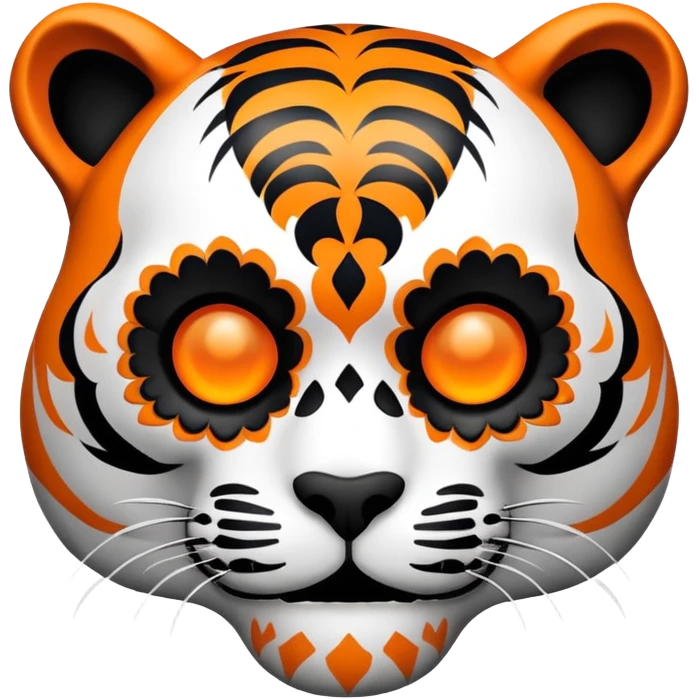 skeleton tiger face with Day of the Dead sugar skull decoration for Twitch emote emoji