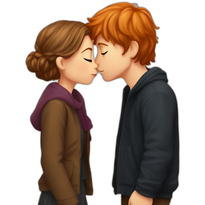 Hermione Granger kissing Ron Weasley emoji