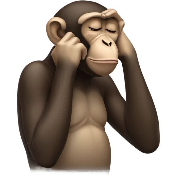 Monkey doing a facepalm with head down and eyes closed emoji