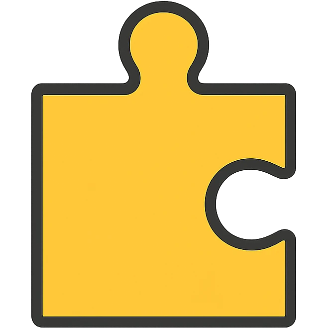 puzzle piece, color outlined icon style, playful and vibrant, black outlines, color fill emoji