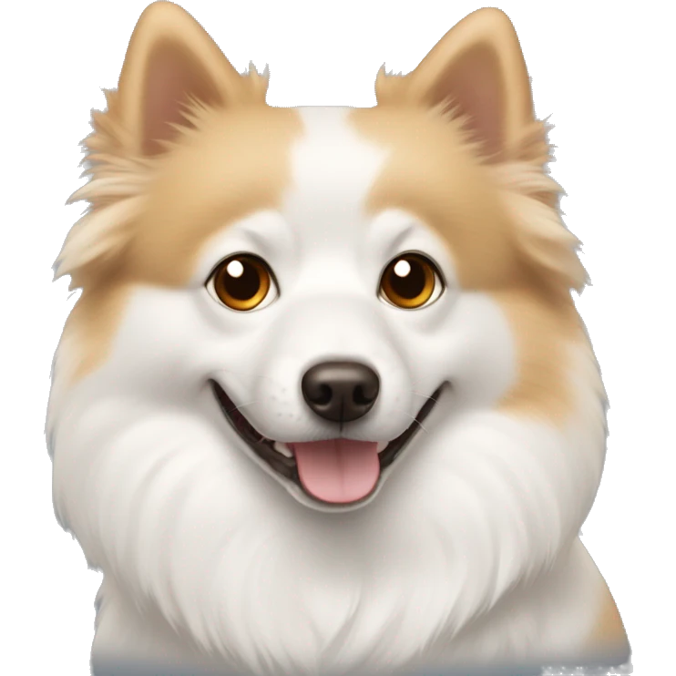 white spitz with beige muzzle around eyes and brown eyes emoji
