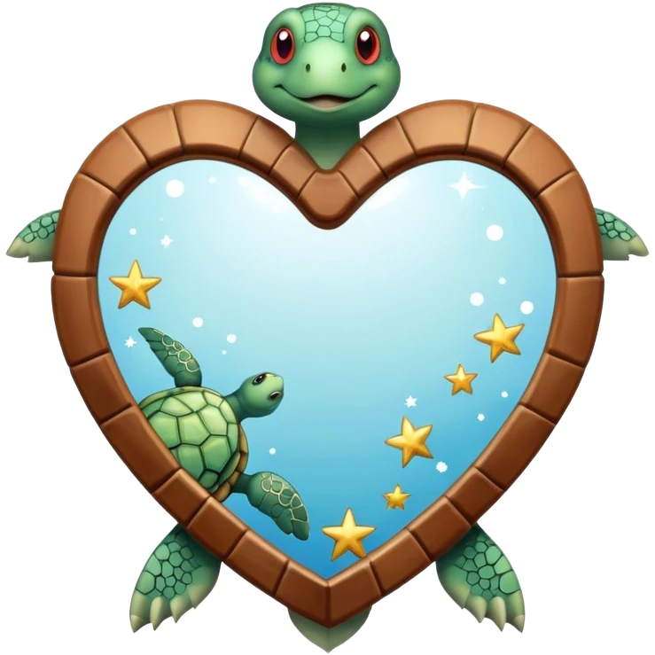 Heart shaped Mirror with turtle and stars emoji