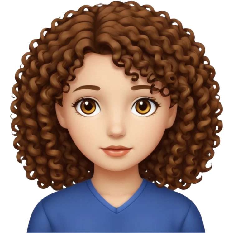 Chica con cabello chino mediano piel blanca ojos cafés  emoji