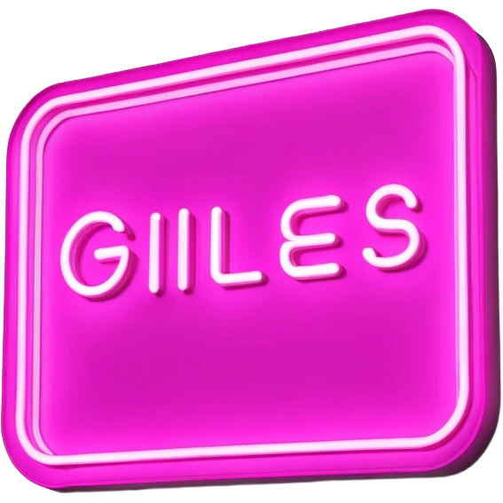 Pink neon sign with the word Giles emoji
