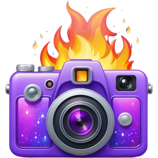 Glitter Fire Camera Purple emoji