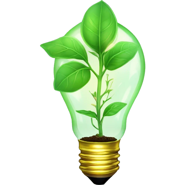 a plant sprout inside a glowing idea lightbulb emoji