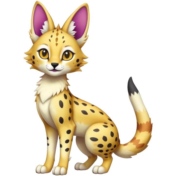 Cute Kawaii Epic Colorful Sergal-Serval-Vernid full body emoji