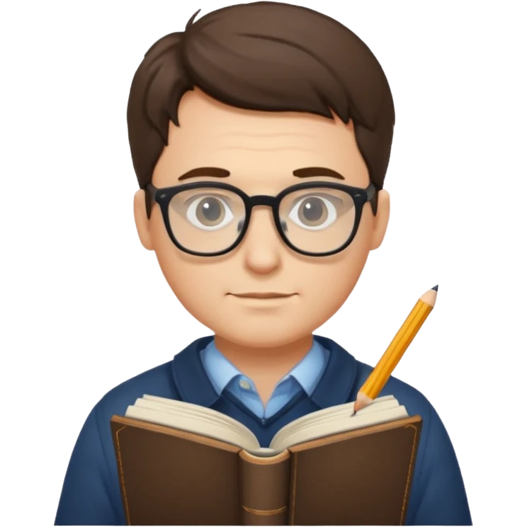 man write in book , wearing glasses emoji