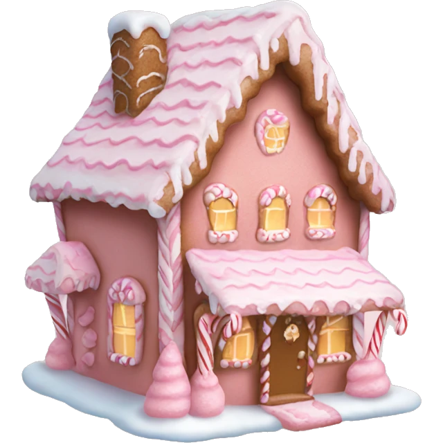 Cosy light pink gingerbread house  emoji