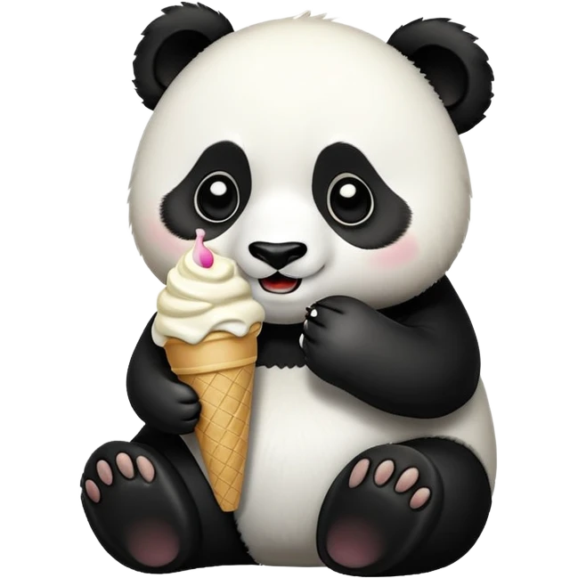 Panda eating ice cream emoji