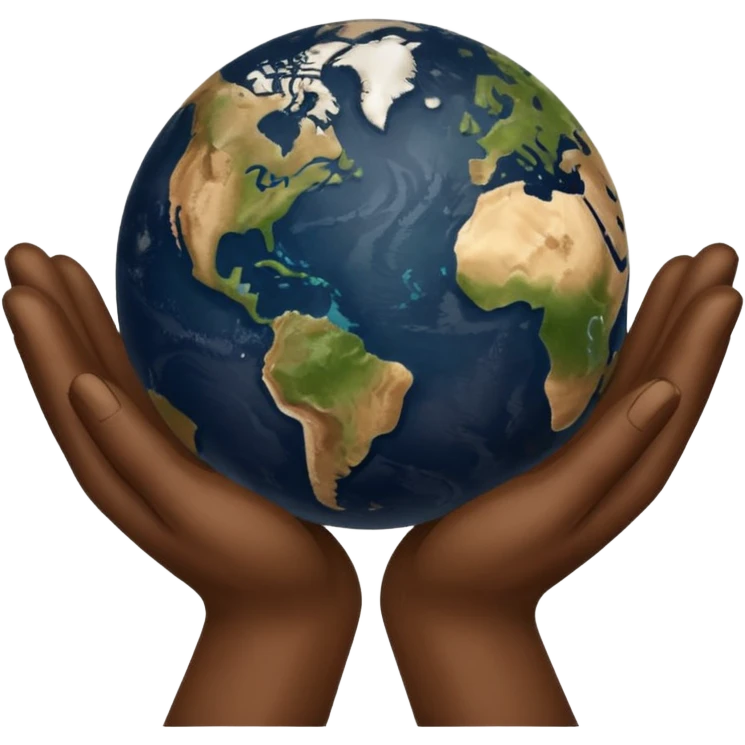 simple Beige hands holding simple earth emoji