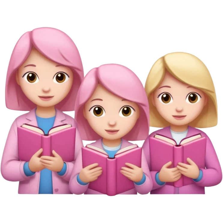 Por ejemplo quiero de que unos muñequitos estudien y que pusiste en unos libritos y que todo sea color rosa y cute emoji