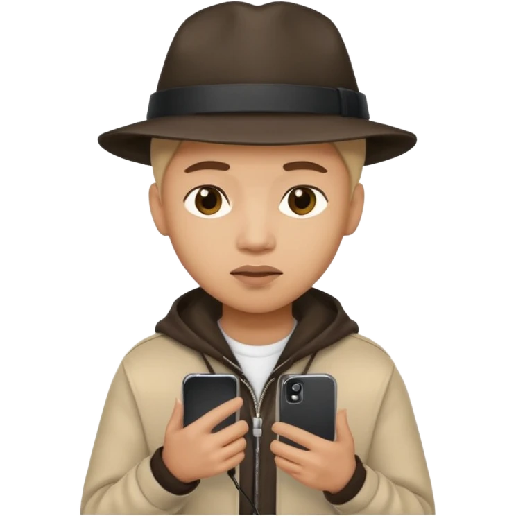 music artist with phone in his hand and being lil cautios emoji