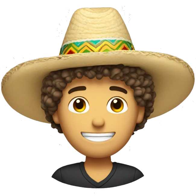 curly hair white man with sombrero with his arm up with number 1 emoji
