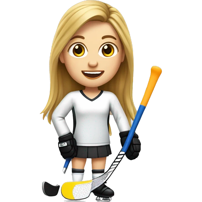 Mädchen das Feldhockey spielt, mit Brauen Haaren und heller haut  emoji