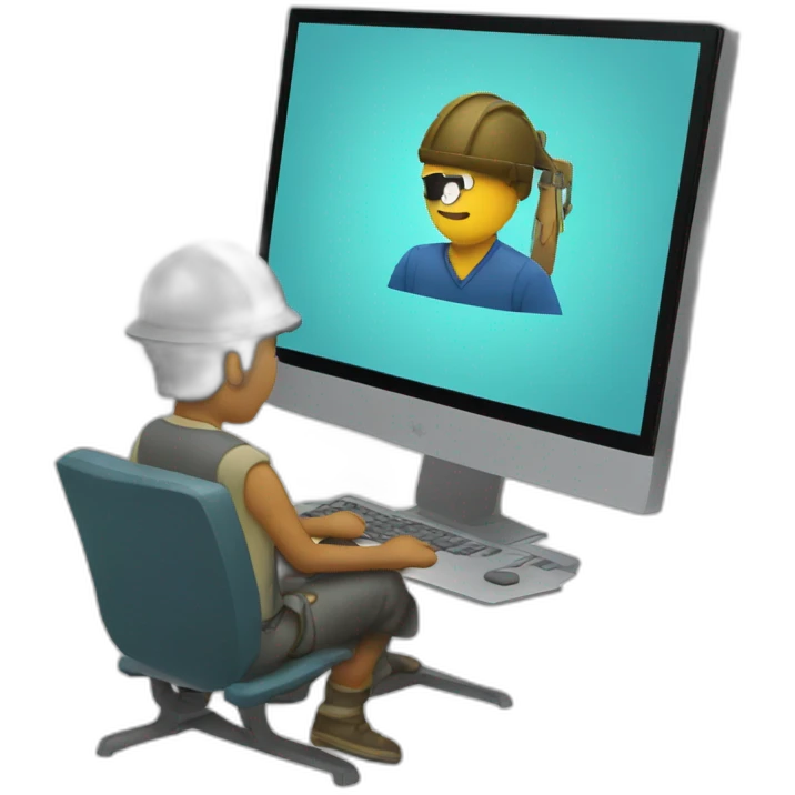 a fisher in front of a computer emoji