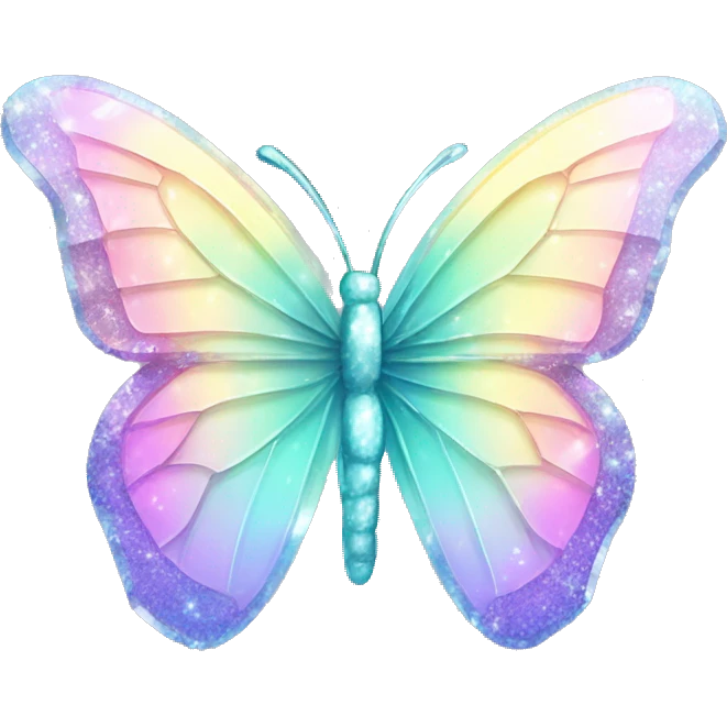 Pastel sparkly glittery shiny iridescent glass crystal butterfly emoji