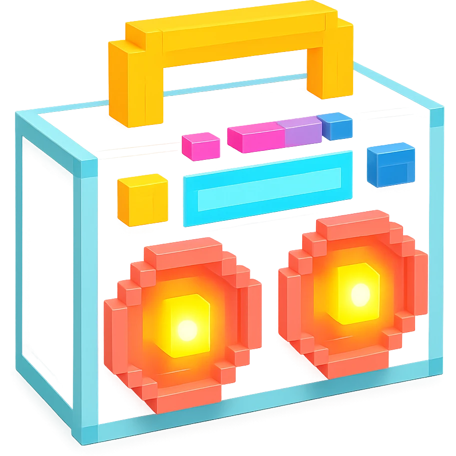 сделай белый святящейся бумбокс, no background emoji