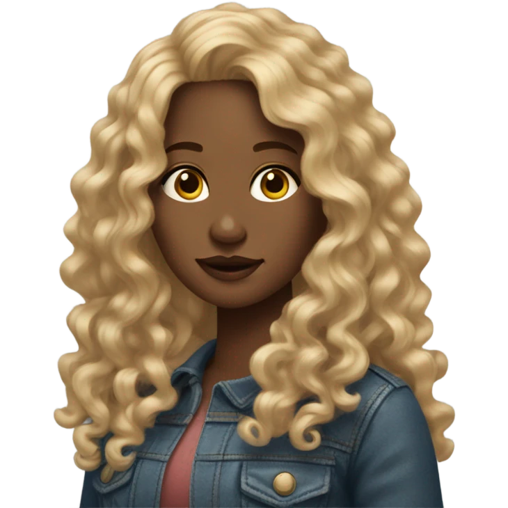 Gorgeous light brown woman with blonde long curly hair  emoji