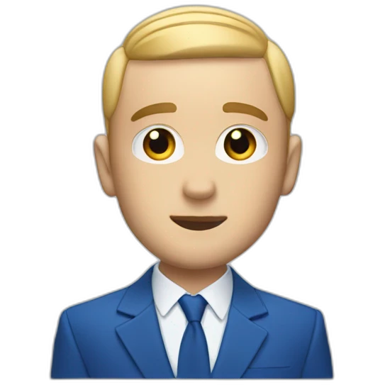 mac miller waving his hand with a blonde comb over skin fade wearing a blue suit emoji