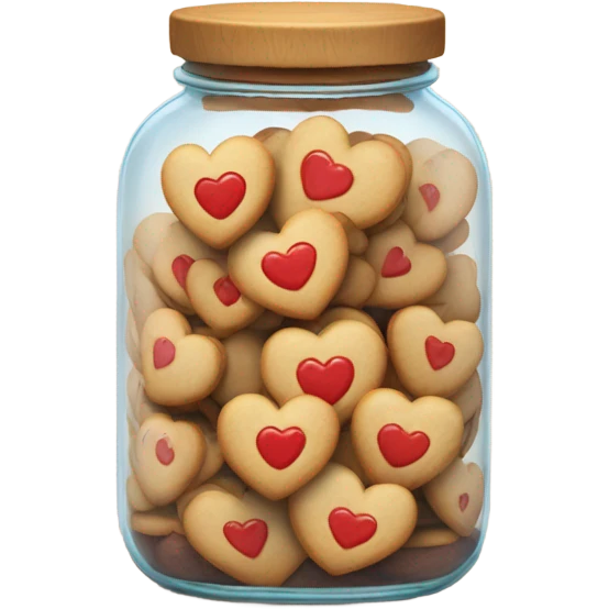 realistic jar with heart shaped cookies emoji