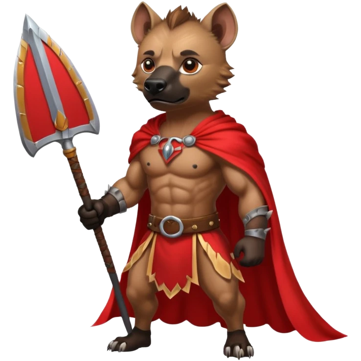Strong hyena warrior with red cape  emoji