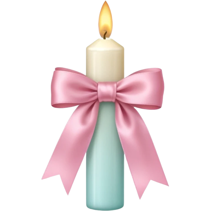 white candle with pink pastel ribbon emoji