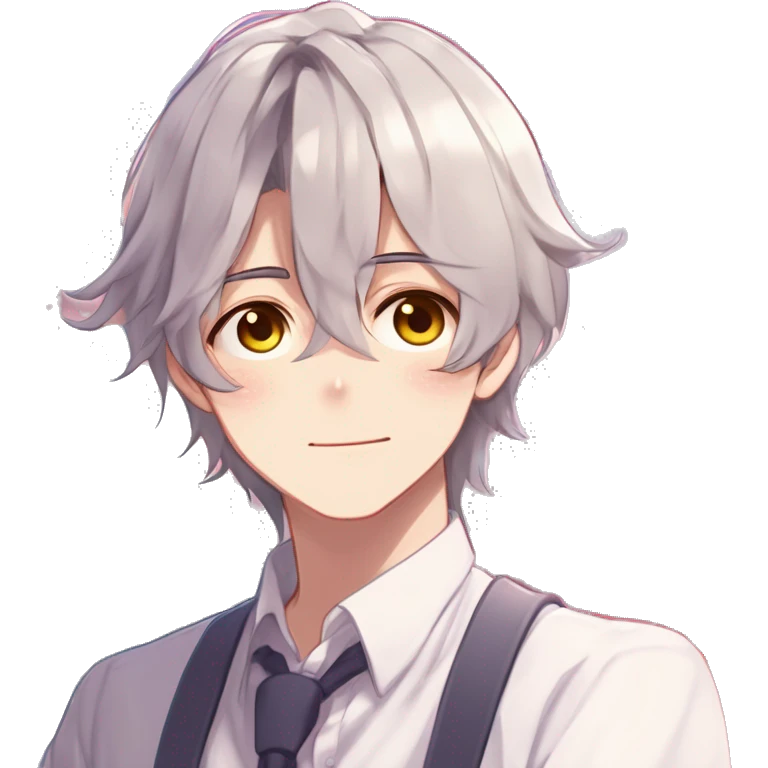 Gorgeous romantic hot attractive anime style modern gentlemanly anime shojo guy with long pretty lustrous hair and colorful eyes and blushing face aesthetic trending style  pastelcore cottagecore kawaiicore emoji
