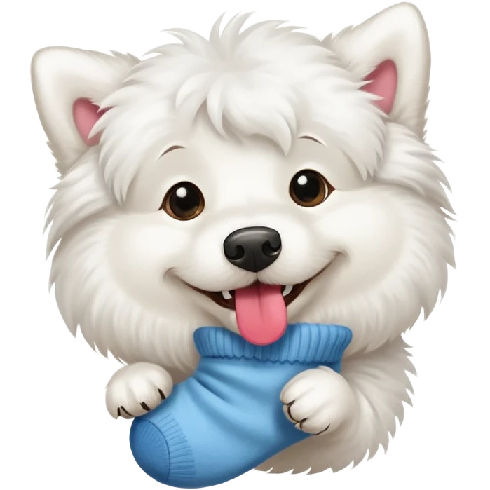 White dog eating sock emoji