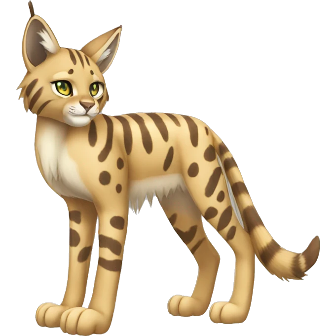 Striped and spotted Lynx-Caracal-Fakemon-hybrid full body emoji