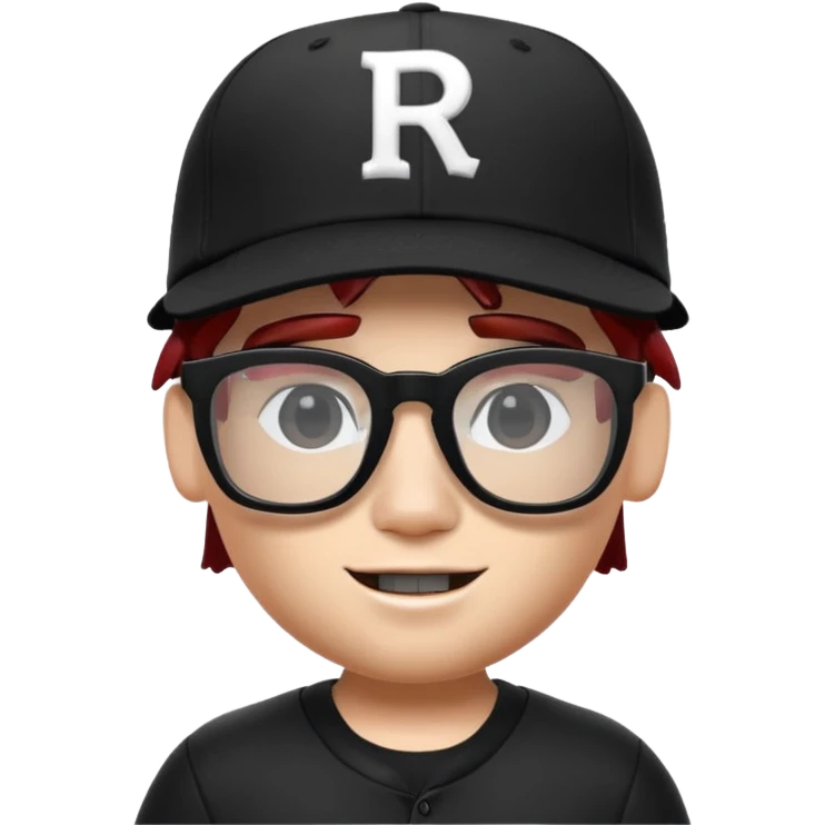 a roblox bacon that has a black baseball hat and has cool black glasses emoji