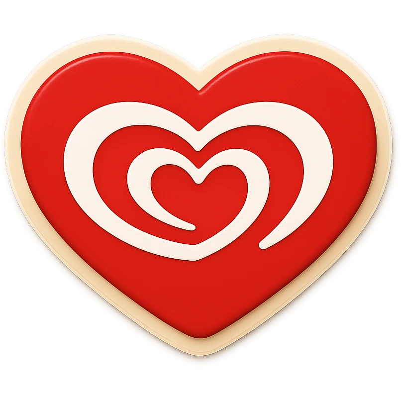 Create a sticker of Wall’s ice cream logo heart gently pulsing animation frame 1, smallest size, transparent background, no text, suitable for presentation. emoji