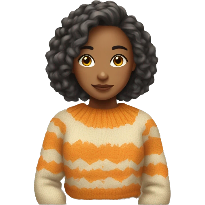 cozy light skin girl in fall sweater emoji