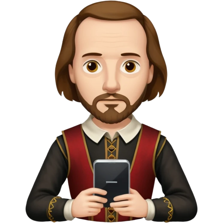 Shakespeare holding a pc screen emoji