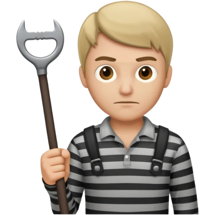 Thief with crowbar and striped shirt emoji