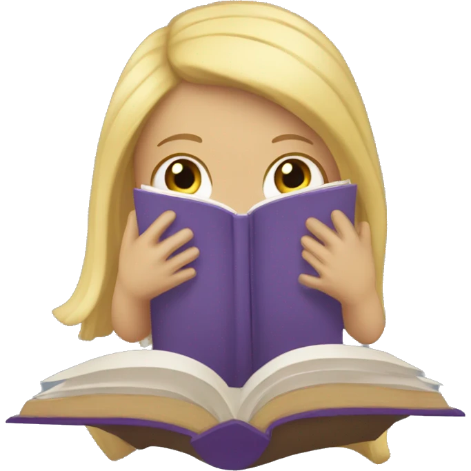 Girl with blonde hair reading book emoji