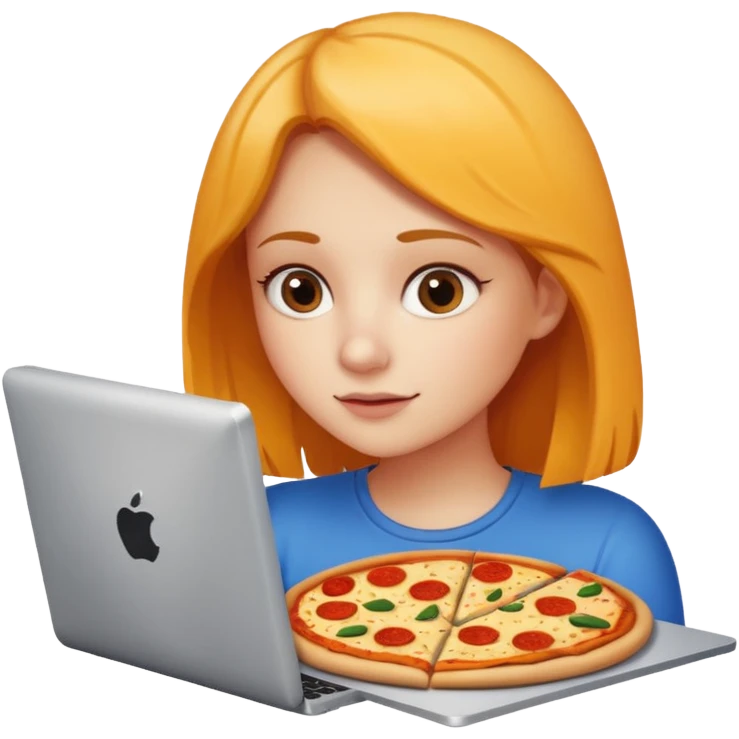 a girl looking in her computer and in the ocmputer you can see food so sho the computer screen emoji