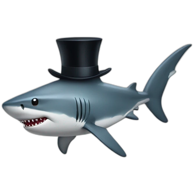 Shark with a top hat emoji