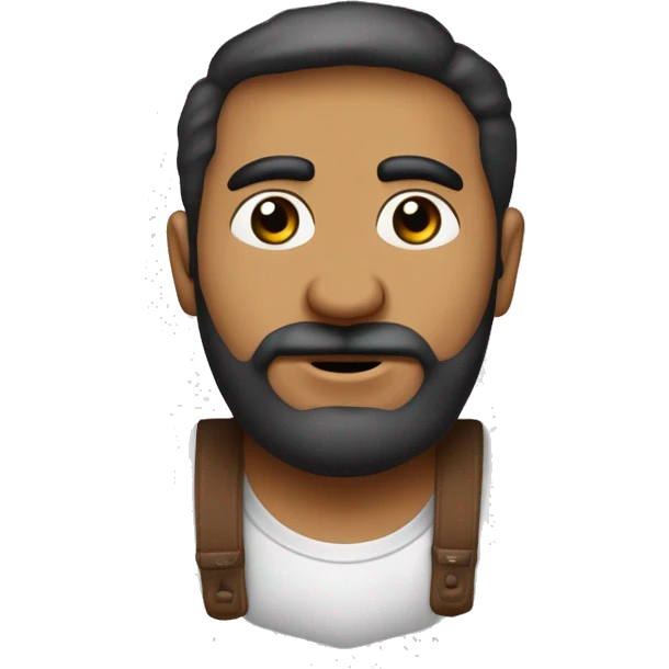 hombre con cabeza rapada delineado de frente al estilo puerto rico y barba corta y delineada. Tiene tez clara, cejas delgadas y ojos marrones. Viste una camiseta blanca de cuello redondo y lleva aretes en ambas orejas. emoji