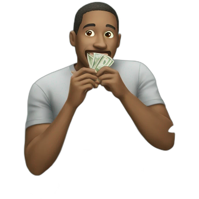 A man eating money emoji