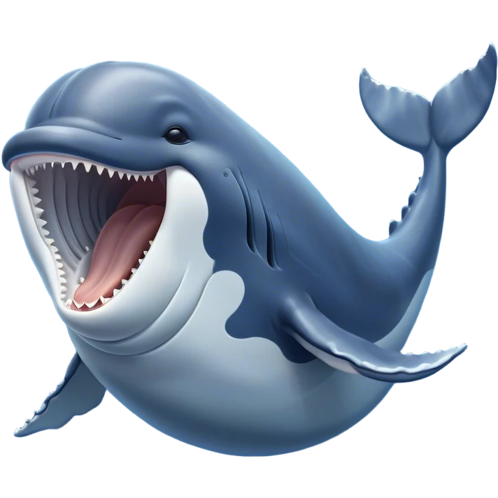 Cinematic Cute Yawning Humpback Whale Portrait Emoji, Head tilted slightly with a dramatic, wide-open yawn, showcasing a massive yet gentle blue-gray body with gently rippling baleen plates and sleepy, half-closed eyes, Simplified yet irresistibly adorable features, highly detailed, glowing with a soft, cozy marine glow, high shine, relaxed yet expressive, stylized with a dash of whimsical deep-sea charm, soft glowing outline, capturing the essence of a drowsy yet affectionate humpback whale that appears ready to drift into a deep-sea slumber! emoji
