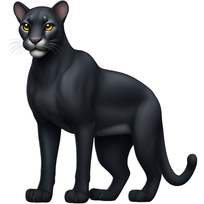 “A sleek black puma in a majestic pose, with glowing eyes and a slight shimmer on its fur. Stylized and elegant, minimalistic design, perfect for a luxury brand emoji emoji