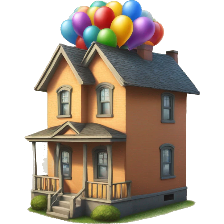 house from up movie carried by baloons emoji