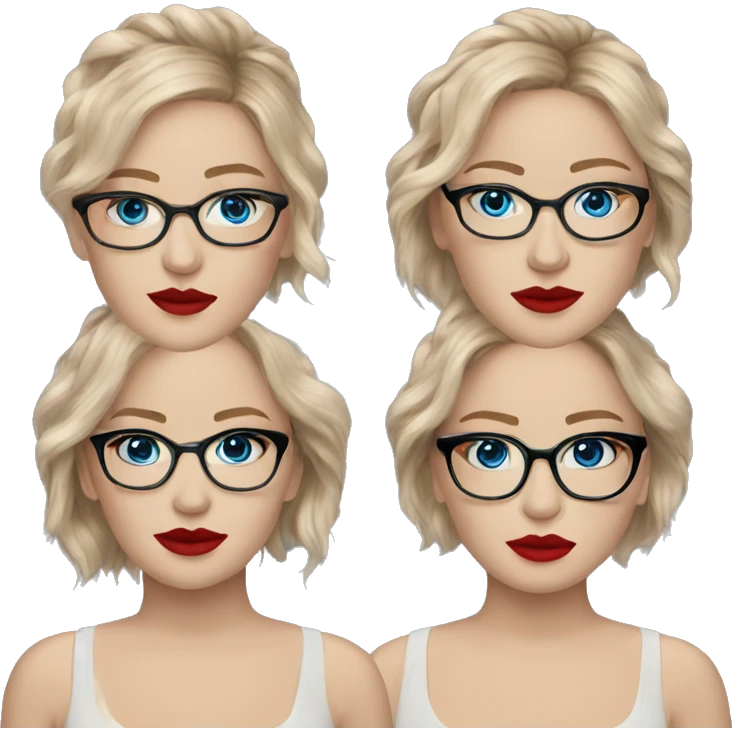 Realistic Jennifer Lawrence wearing black glasses and blue eyes with red lipstick  emoji