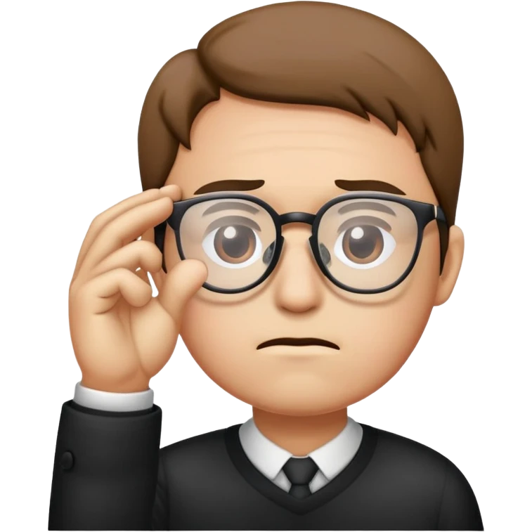 Sad with glasses half way on and a hand pinching the glasses holding it  emoji